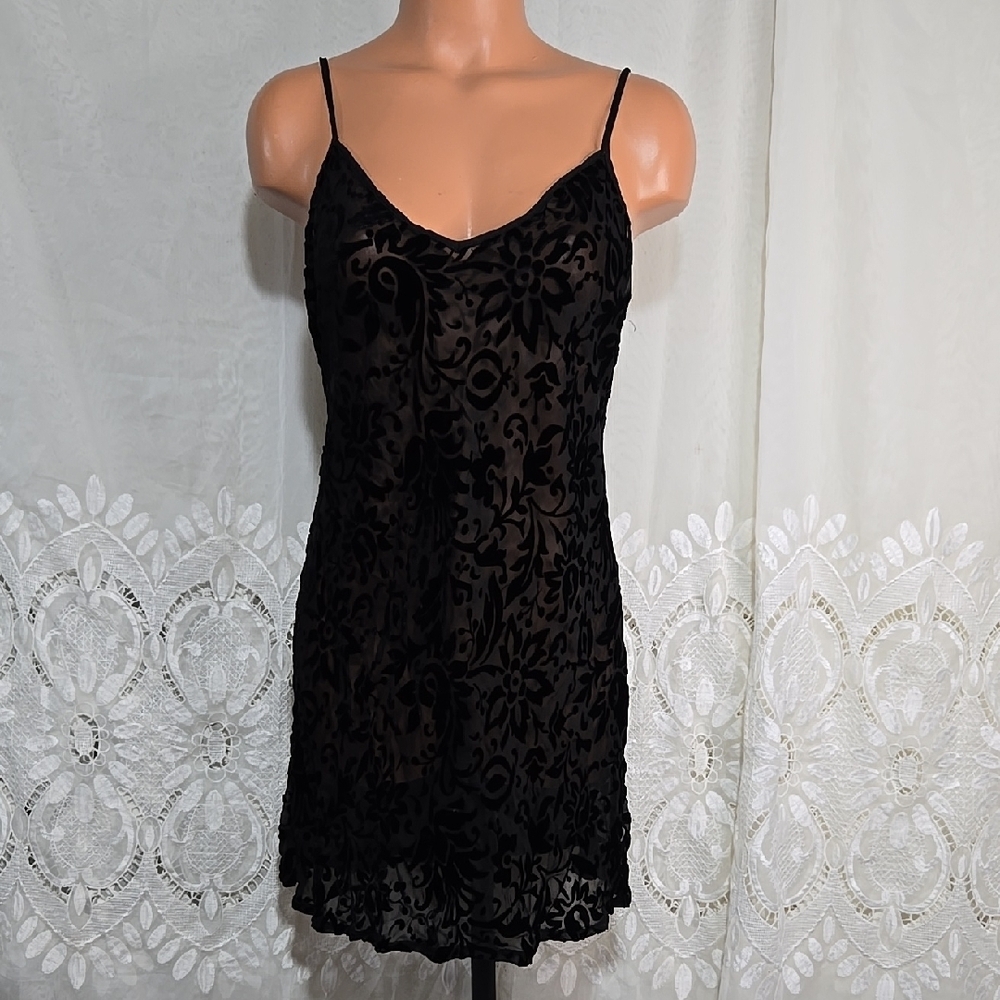 Y2K 01 Pink Label Victorias Secret Blacl Nightgown Size Large